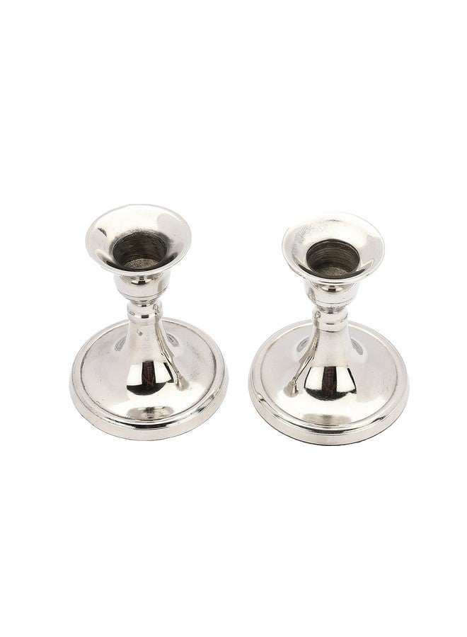 Heyearth Silver Metal Candle Holders Set of 2,Candlestick Holder for Taper Candles.Decorative Candlestick Holder for Home Décor.Taper Candle Holder - 3.5 Inches - Image 5